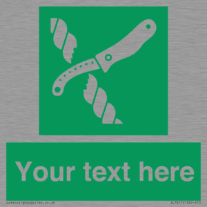 Custom sign safe condition Liferaft knife